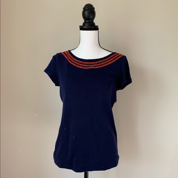 Talbots Tops - Talbots 6P Navy Tee with Beading EUC HP 🛍